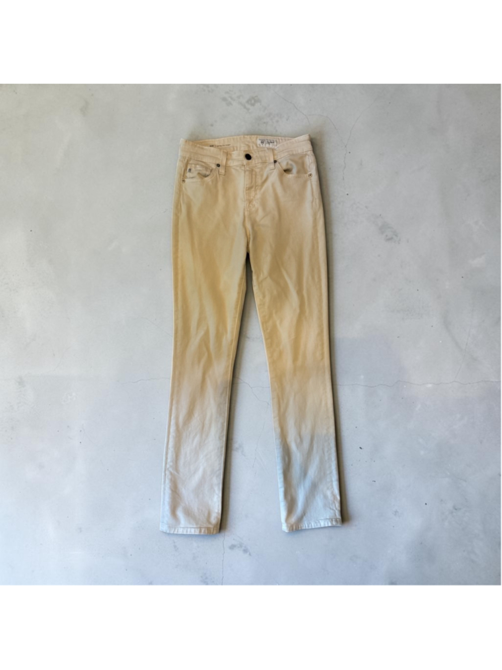 AG Los Angeles Mari Style High-Rise Slim Straight Cream Color Jeans - Size 26R